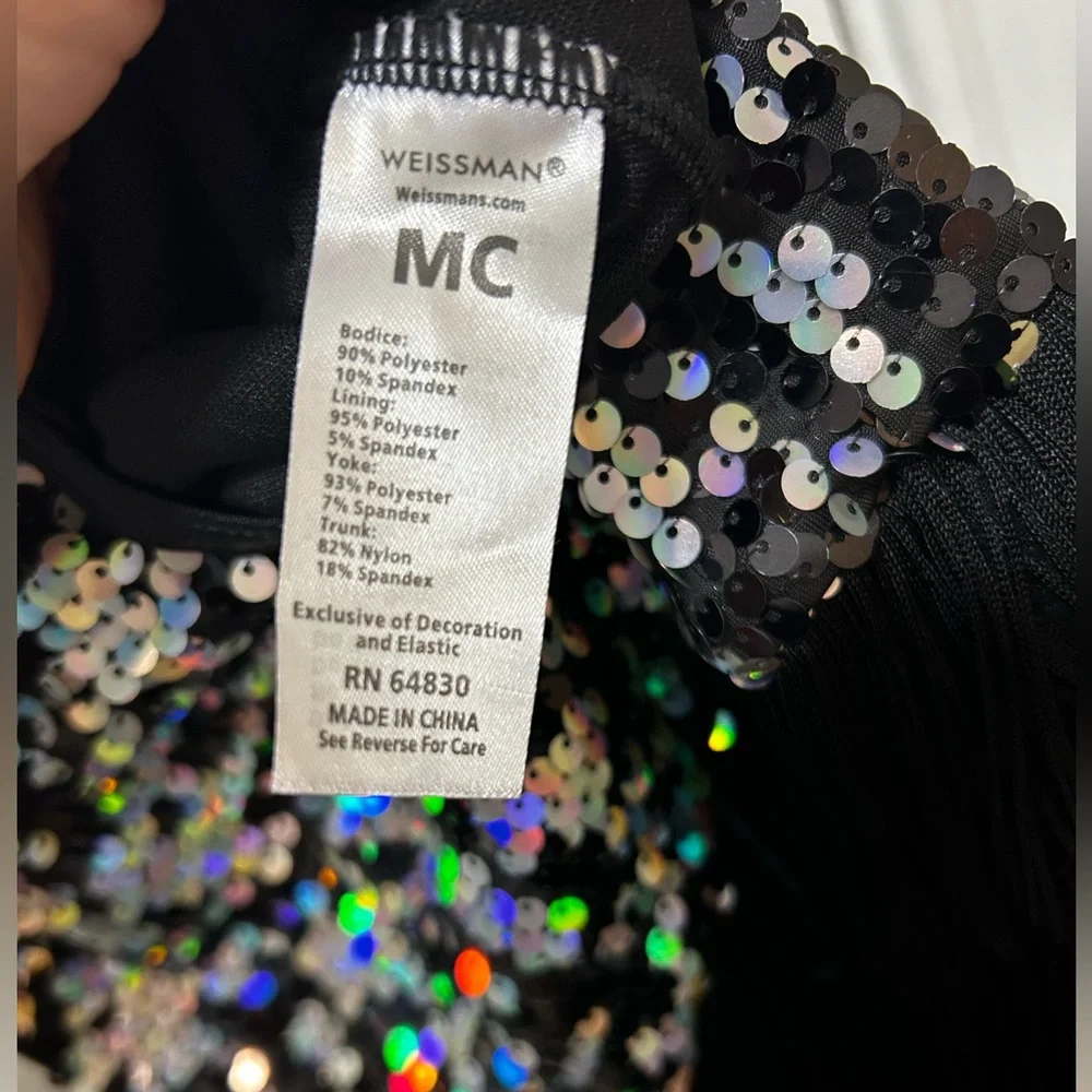 Weissman Fringe Dance Costume Black Sequined Size Medium Child Style 13329